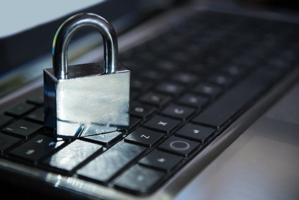 Network security concept lock laptop